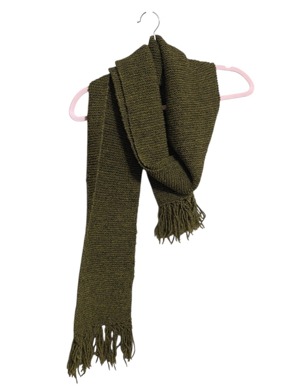 Green Wool Blend Scarf 72X8